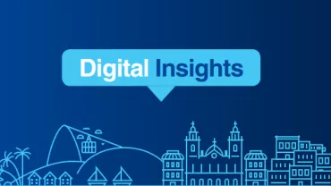 Arte da foto de capa, outline desenhado de casas e prédios com "digital insights" escrito acima 